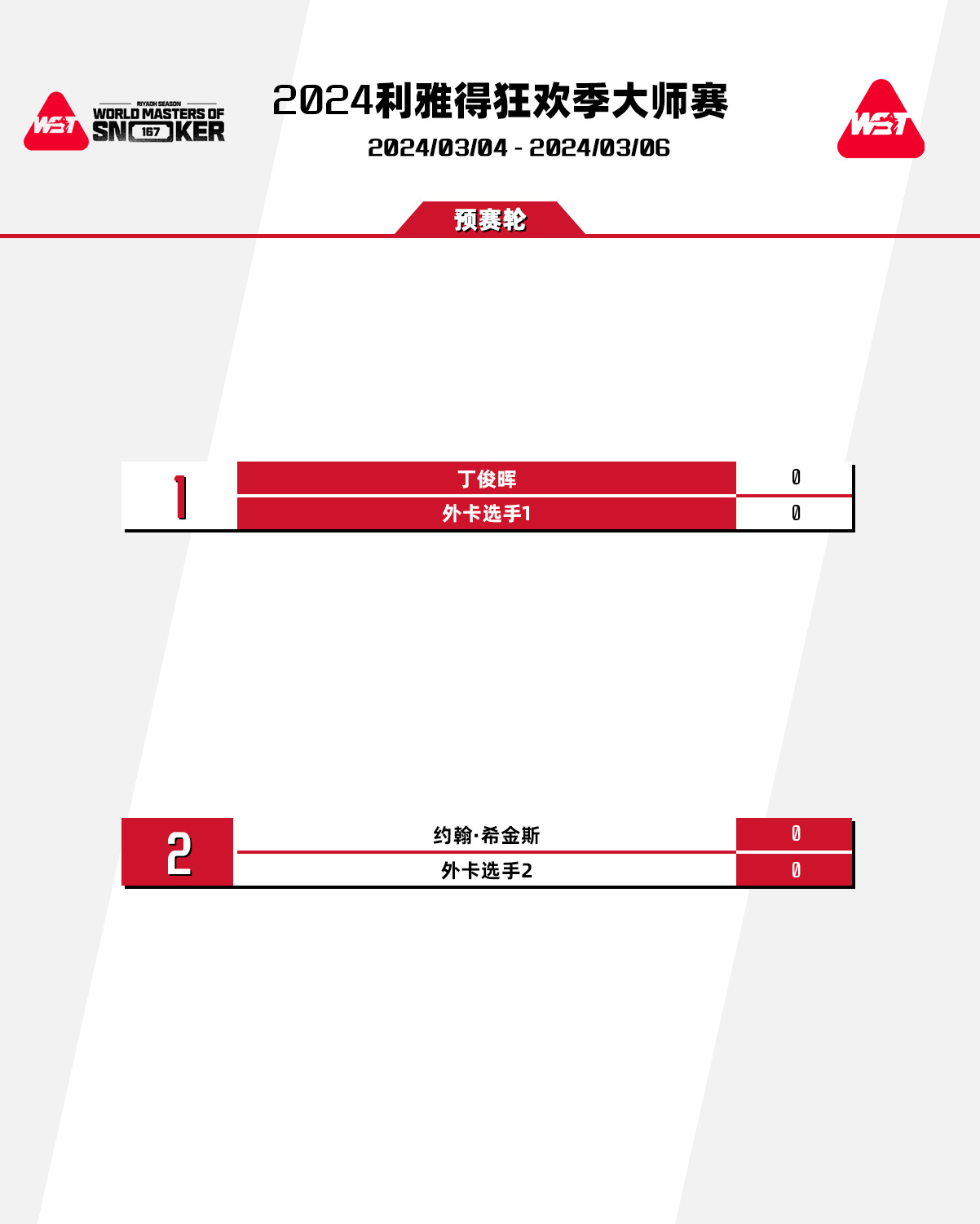 总奖金78.5万英镑+第一名167奖金50万美元！沙特大师赛丁俊晖vs 外卡选手